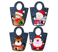 Lot de 4 sacs à bonbons de Noël avec poignées, sacs décoratifs pour gâteaux, chocolats, bouteilles de bière, maison, carnaval, anniversaire, fête prénatale, rouleau