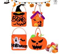 Lot de 4 sacs à chocolat en forme de, fantôme, chauve-souris, chapeau de sorcière | Sacs à friandises d'Halloween | seau en feutre pour bonbons, chocolat, cadeaux de fête pour