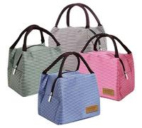 Lot de 4 sacs à déjeuner pour le bureau avec fermeture éclair - Pliables - Réutilisables - Isotherme - Pour homme et femme