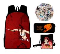 Lot de 4 sacs à dos Fairy Tail - Sac à dos pour étudiant - Anime Lucy Heartfilia - Impression de dessin animé - Sac à bandoulière - Trousse à crayons - Autocollant unisexe - Sac d'école - Sac à dos