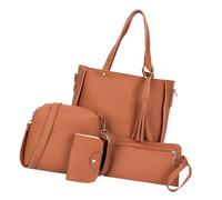 Lot de 4 sacs à main délicats en cuir synthétique pour femme, grande capacité, sac à main décontracté, sacs à bandoulière, ensemble d'organisation, Marron de luxe, Beauté de masse