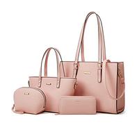 Lot de 4 sacs à main en cuir synthétique avec poignée supérieure pour femme, Rose-a