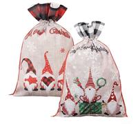 Lot de 4 sacs cadeaux de Noël avec fermeture sécurisée à cordon de serrage pour fêtes et friandises saisonnières