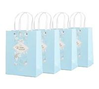 NOVAGO- Lot de 4 Sacs/pochettes à cadeau en papier avec les motifs fleur (Bleu)