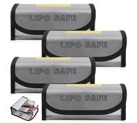 Lot de 4 sacs de chargement Lipo - 18,5 cm x 6 cm x 7,5 cm - Batterie ignifuge - Protection contre les explosions - Avec protection contre les explosions - Pour le chargement et le transport