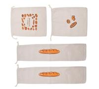Lot de 4 sacs de conservation du pain en coton lavables avec doublure portable pour levain maison, fruits, accessoires de cuisson, sacs de rangement à pain avec cordon de serrage