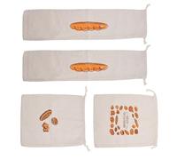 Lot de 4 sacs de conservation du pain en lin et coton - Design double couche - Technologie de verrouillage pour la cuisson au levain