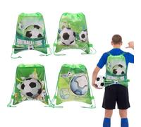 Lot de 4 sacs de gym en tissu avec cordon de serrage - Sac de sport pour enfants garçons - Pour anniversaire de football - Avec cordon de serrage - Pour l'école, l'extérieur, la gym, le sport - 27 x