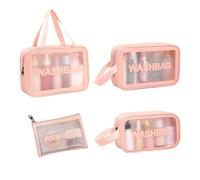 Lot de 4 sacs de maquillage étanches et transparents pour voyage et articles de toilette pour femmes