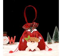 Lot de 4 sacs de Noël à cordon pour décorer les pommes d'amour, le Père Noël, le bonhomme de neige, le renne et l'ours.