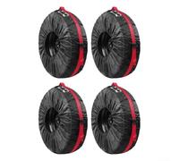Lot de 4 sacs de rangement pour pneu en polyester imperméable avec boucles réglables pour pneus d'été et d'hiver de 45,7 à 55,9 cm, rouge et noir, kit de changement saisonnier