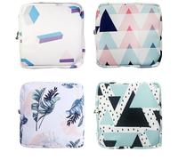 Lot de 4 Sacs de Rangement pour Serviettes Hygiéniques, Porte Tampons de Rangement avec Fermeture Éclair, Sac Serviettes Hygiéniques Portable pour Cosmétiques Serviettes Hygiéniques