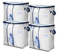 Lot de 4 sacs de rangement transparents en PVC transparent avec fermeture éclair et poignée pour couvertures, jouets, couettes, couette et draps (vertical)