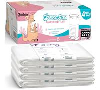 Lot de 4 sacs de recharge pour seau à couches DEKOR CLASSIC, 20 % de longueur, peut contenir 2772 couches, épaisseur supplémentaire de 30 %, contrôle des odeurs multicouches, parfum citron frais