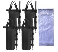 Lot de 4 sacs de sable avec sacs de rangement d'eau pour tonnelle, tente, chapiteau, abri d'auto, sacs de sable et 4 sacs à eau, noir (R-4 pièces)