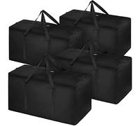 Lot de 4 Sacs de Voyage Extra Larges, Pliables et étanches en Tissu Oxford 600D, Sacs fourre-Tout Robustes pour Homme et Femme, cartons de déménagement Solides pour la Maison, Noir, Voyage