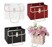 Lot de 4 sacs d'emballage floraux portables, boîtes cadeaux florales, sacs pour bouquet de fleurs, convient pour les anniversaires, la fête des mères, les mariages (quatre couleurs)