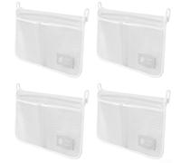 Lot de 4 sacs en maille à suspendre pour porte de réfrigérateur avec boucle de fixation sécurisée pour contenir des paquets, des pailles et des petites fournitures de cuisine (blanc)
