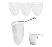 Lot de 4 sacs filtrants en maille ultra fine pour filtrer, avec poignée en acier inoxydable pour jus, lait de noix, fromage frais, yaourt (taille S)