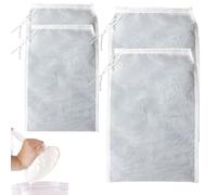 Lot de 4 sacs réutilisables pour lait de noix, sac en étamine en nylon à mailles fines avec cordon serrage pour filtrer le lait noix, café infusé à froid, yaourt grec, jus et thé, 30, 5 x 20, 3 c