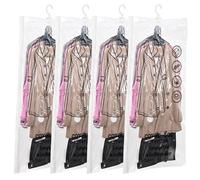 Lot de 4 sacs sous vide à suspendre, sac de compression sous vide suspendu, sacs de rangement transparents pour vêtements, manteaux, vestes (135 x 70 cm)