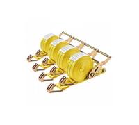 Lot de 4 sangles à cliquet 3 8 cm x 6 m crochets double J rupture 2000 kg pour déménagement remorque moto et kayak