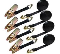 Lot de 4 sangles à cliquet réglables pour sécuriser les cargaisons lourdes, sangles d'arrimage robustes avec crochets pour sécuriser les motos, kayaks, camions, remorques, camionnettes, toit de