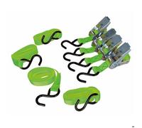 Lot de 4 sangles bagages à cliquet 25mmx3m 500kgs avec crochets