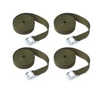 Lot de 4 sangles d'arrimage à cliquet, 1 m x 25 mm, réglables avec boucle en alliage pour cargaison bagages camionnettes camions - Vert armée