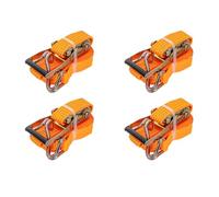 Lot de 4 Sangles d'arrimage à cliquet 8 m x 50 mm avec tendeur - Résistance 5T - Sangles Robustes Orange pour remorque, Voiture, Moto, Chargement
