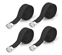 Lot de 4 Sangles Darrimage Courtes 3 m x 2,5 cm, Noires, avec Boucle de Serrage, Sangles de Serrage Réglables avec Cliquet pour Porte-vélos, Motos, Porte-Bagages, Charge Maximale : 500 kg