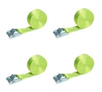 Lot de 4 Sangles d'arrimage de 4 m avec Boucle de Serrage Jaune - Sangle de Fixation Rapide de 25 mm de Large - Sangle d'arrimage en Une Seule pièce - 350 daN