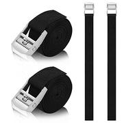 Lot de 4 sangles d'arrimage de 50 cm avec cliquet - Courtes - Sangle d'arrimage réglable avec boucle de serrage - Pour vélo, bagage, moto, porte-toit de voiture, planche de surf (noir)