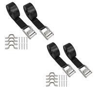 Lot de 4 sangles d'arrimage de batterie avec boucle à came en acier inoxydable et vis - Avec support en acier inoxydable - Pour bateaux, sangles à bagages, voitures