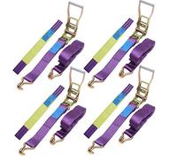 Lot de 4 sangles d'arrimage de roues à cliquet Merry Tools - Pour dépannage de véhicule de 5 000 kg - Avec crochets