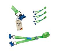 Lot de 4 Sangles d'arrimage en Deux Parties de 4 m avec Boucle de Serrage - Sangle de Fixation Rapide pour Rail d'arrimage Airline - 175 daN - Vert