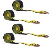 Lot de 4 sangles d'arrimage pour pneus de voiture, camion, remorque, transport - Sangle en polyester robuste avec anneau en D enduit - Résistance à la rupture de 4 989,5 kg - Ceinture de fixation