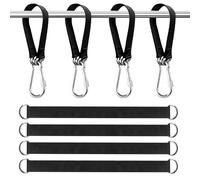 Lot de 4 sangles de hamac pour balançoire d'arbre - 30 x 2,5 cm - Sangle de suspension robuste avec 4 anneaux à mousqueton, corde de suspension réglable pour balancelle de camping, terrasse