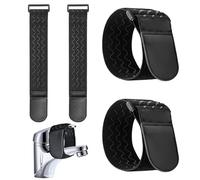 Lot de 4 Sangles de Sécurité pour Robinet, Empêche les Enfants d’Ouvrir le Robinet, Bande Élastique Anti-Glissement, 5 x 30 cm, Noir, Pour Cuisine Salle de Bain