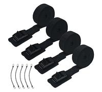 Lot de 4 sangles de serrage 2,5 cm x 2,5 m, sangles d'arrimage avec verrouillage de serrage, 250 kg - Avec cinq élastiques pour porte-vélos, moto, voiture (noir)