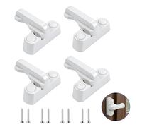 Lot de 4 Sash Jammer Serrure, Serrure de Fenêtre Alliage de Zinc Blanc, Serrure de Sécurité pour Fenêtre Battante et Porte PVC, Verrouillage 180°, Dispositif Antivol Maison, Poignee de Porte Interieur