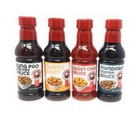 Lot de 4 sauces Panda Express comprenant 1 bouteille de sauce au chili, 1 sauce mandarine teriyaki, 1 sauce orange, 1 sauce Kung Pao