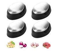 Lot de 4 savons en acier inoxydable - Savon métallique - Contre les odeurs - Anti-rouille - Neutralisateur d'odeurs - Sans produits chimiques - Ustensile de cuisine