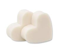 Lot de 4 savons en forme de cœur - Florex Schafmilchseife - Rose neige - Blanc - Savon en forme de cœur