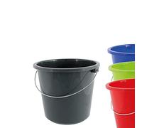 Lot de 4 seaux de 5 litres de qualité Alimentaire avec Anse en métal - Bleu + Rouge + Vert + Argent - Seau de 5 l - Seau de ménage 5 l