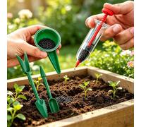 Lot de 4 semeurs de semis manuels pour jardin, vert et rouge | Kit de semis portable, contrôle du volume des semences réglable, idéal pour les petites graines, idéal pour le jardinage à la