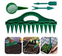 Lot de 4 semis à semer avec 12 trous - Distributeur de graines pour la propagation avec main réglable - Tige de repiquage et fourchette de piquage - Outil pour semis de plantes