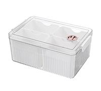Lot de 4 séparateurs de grille de réfrigérateur, boîte de rangement avec couvercle, support multifonction pour mouchoirs, cuisine, viande, oignon, ail