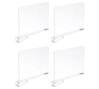 Lot de 4 séparateurs d'étagère en acrylique transparent pour cuisine, salle de classe, collecte, résistants à l'usure, pas besoin de vis pour une installation flexible