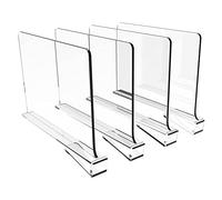 Lot de 4 séparateurs d'étagères en acrylique , Amenagement Interieur Placard Vertical pour Chambre, Cuisine, Magasin, Bureau - Separateur Vetement, Sacs, Serviettes, Livres (4 Pcs)
